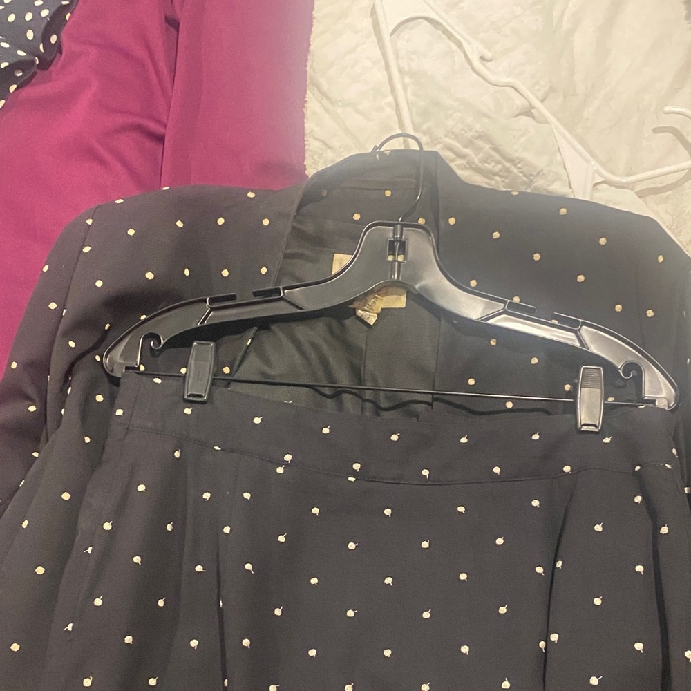 Black Polka Dot Blazer and Skirt Set